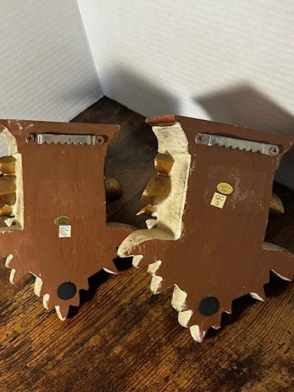 *2 Pcs Of Decorative Wall Sconces Shelves Brackets Gold Gilt 6 3/4” tall